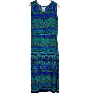 Madison Leigh Womens Maxi Dress Size 10 Sleeveless Blue Jewel Tones Ties in Back